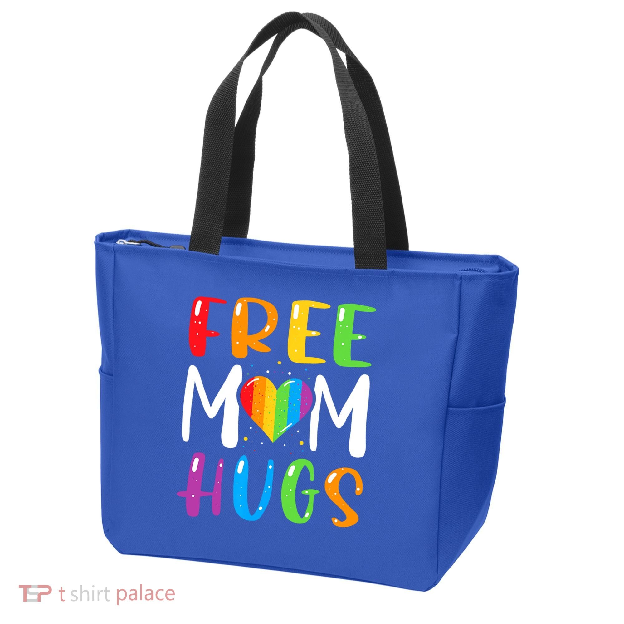 Free Mom Hugs Rainbow Heart Lgbt Pride Month Gift Tote Bag