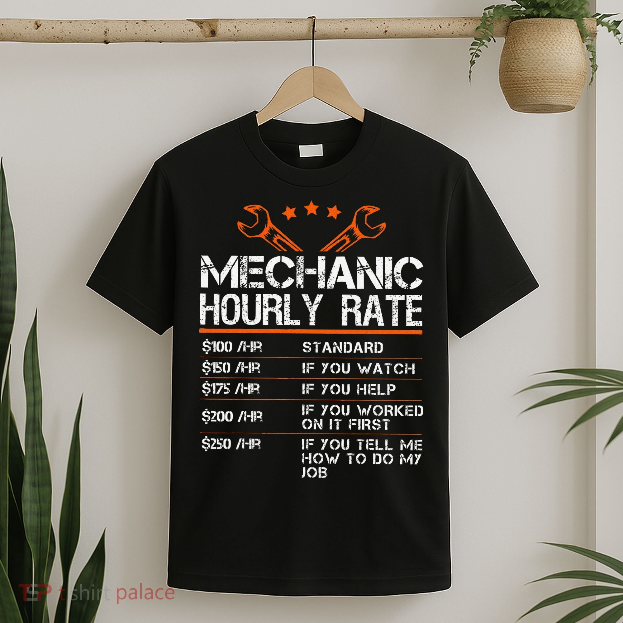 Funny Mechanic Hourly Rate Car Auto Repairman Labor Rates T-Shirt