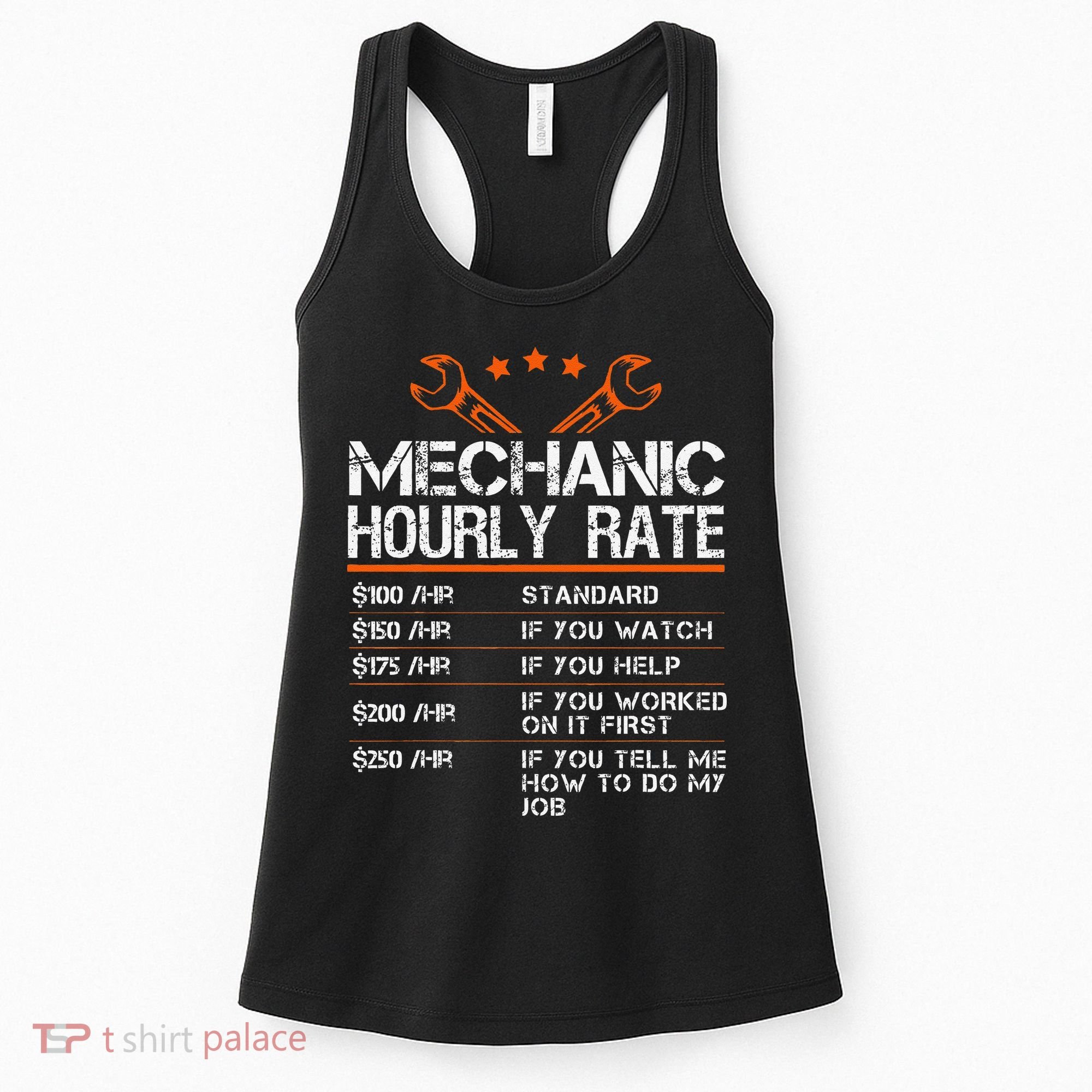 Funny Mechanic Hourly Rate Car Auto Repairman Labor Rates Women's Tank Top