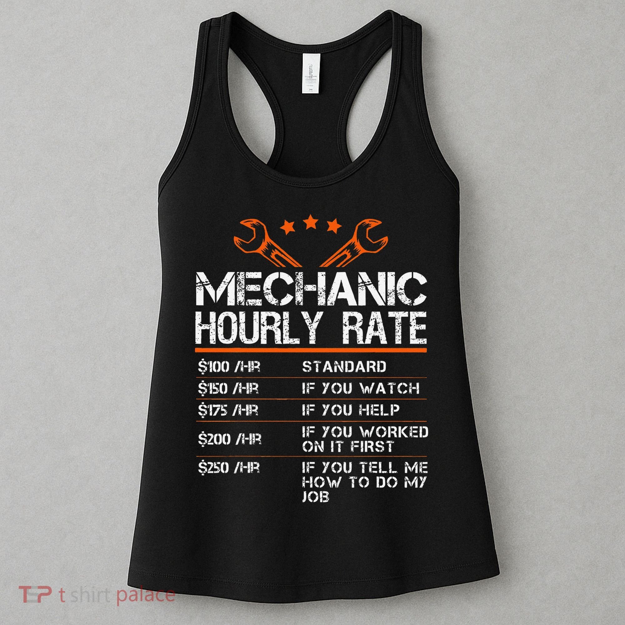 Funny Mechanic Hourly Rate Car Auto Repairman Labor Rates Women's Tank Top