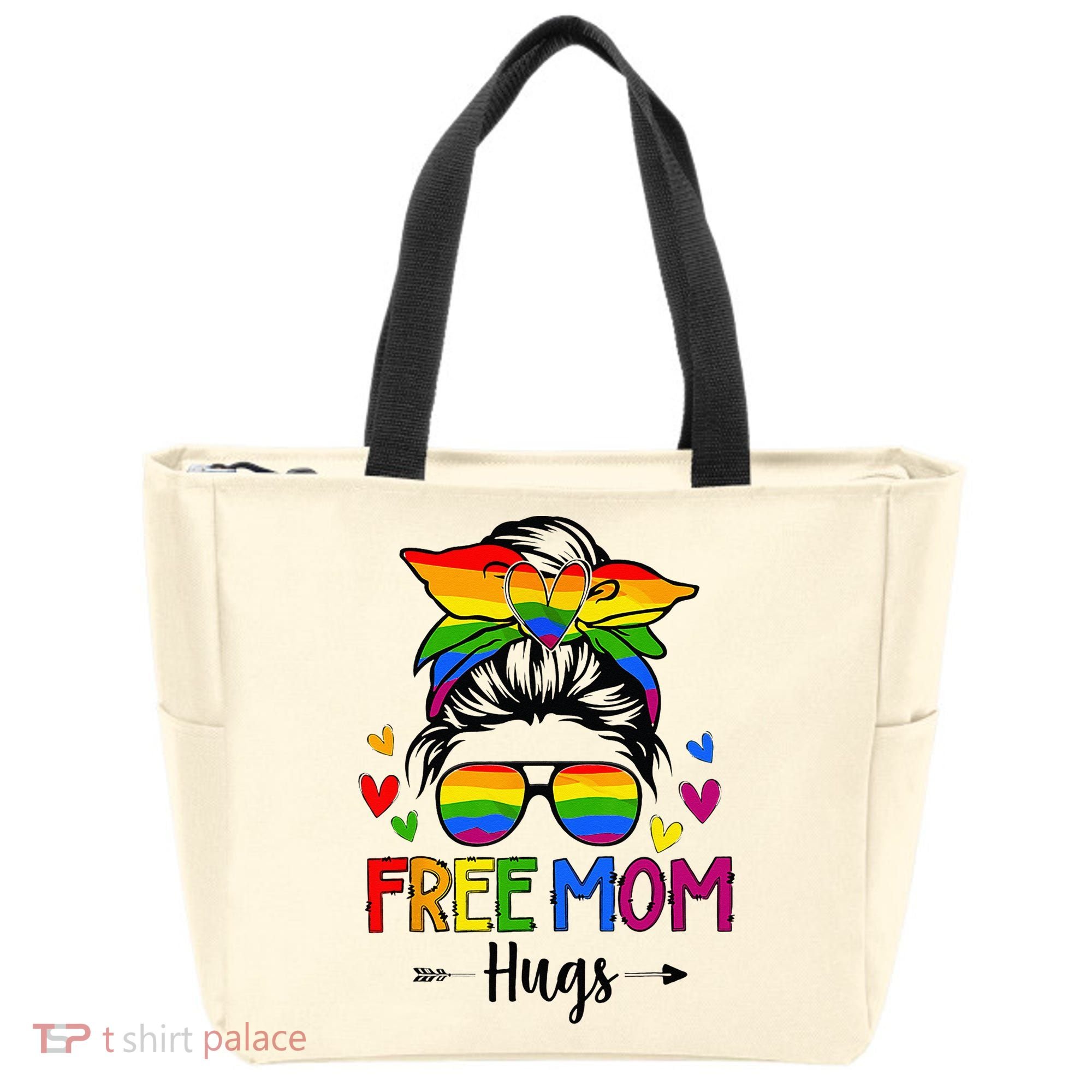 Free Mom Hugs Free Mom Hugs Inclusive Pride LGBTQ Tote Bag