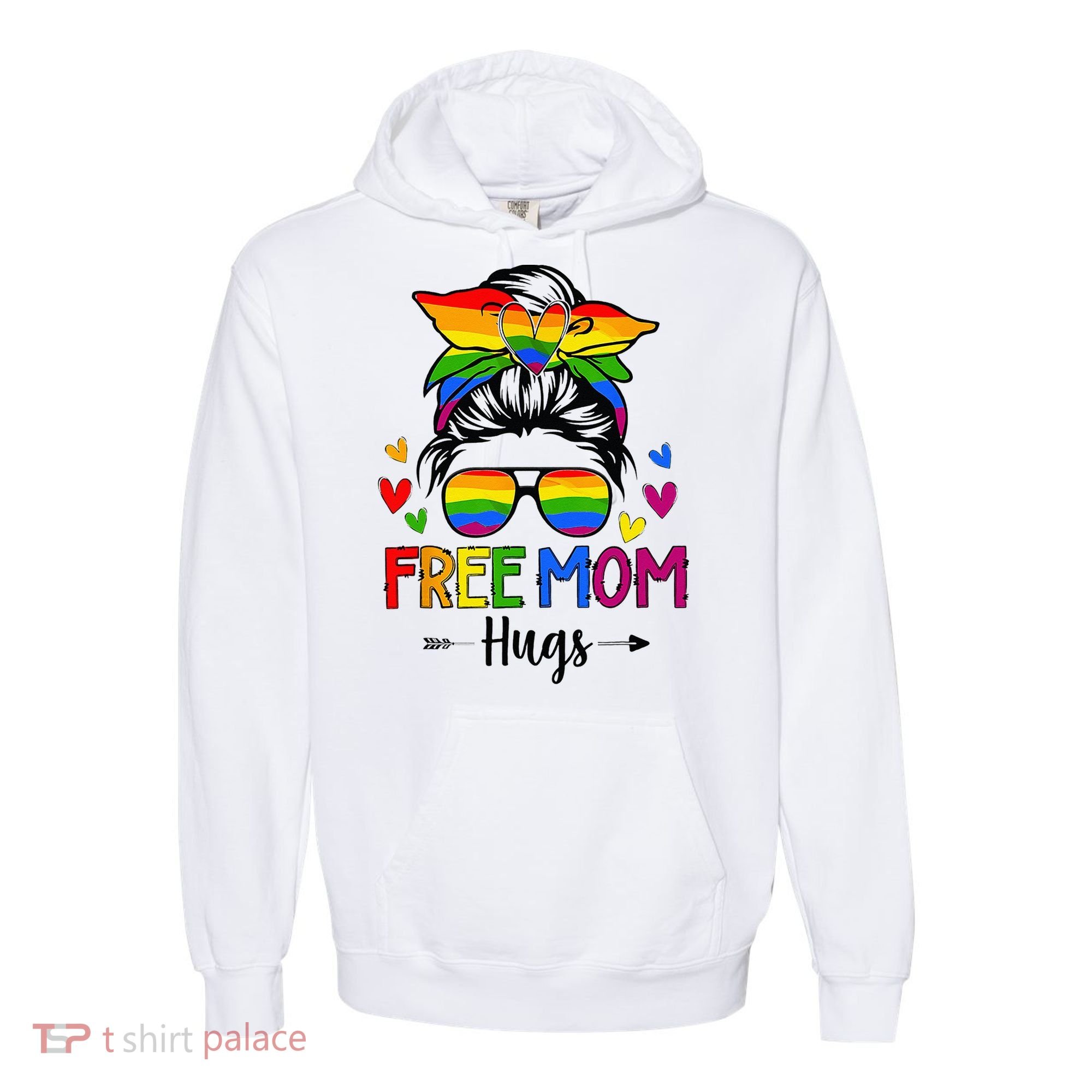 Free Mom Hugs Free Mom Hugs Inclusive Pride LGBTQ Comfort Colors Garment-Dyed Hooded Sweatshirt