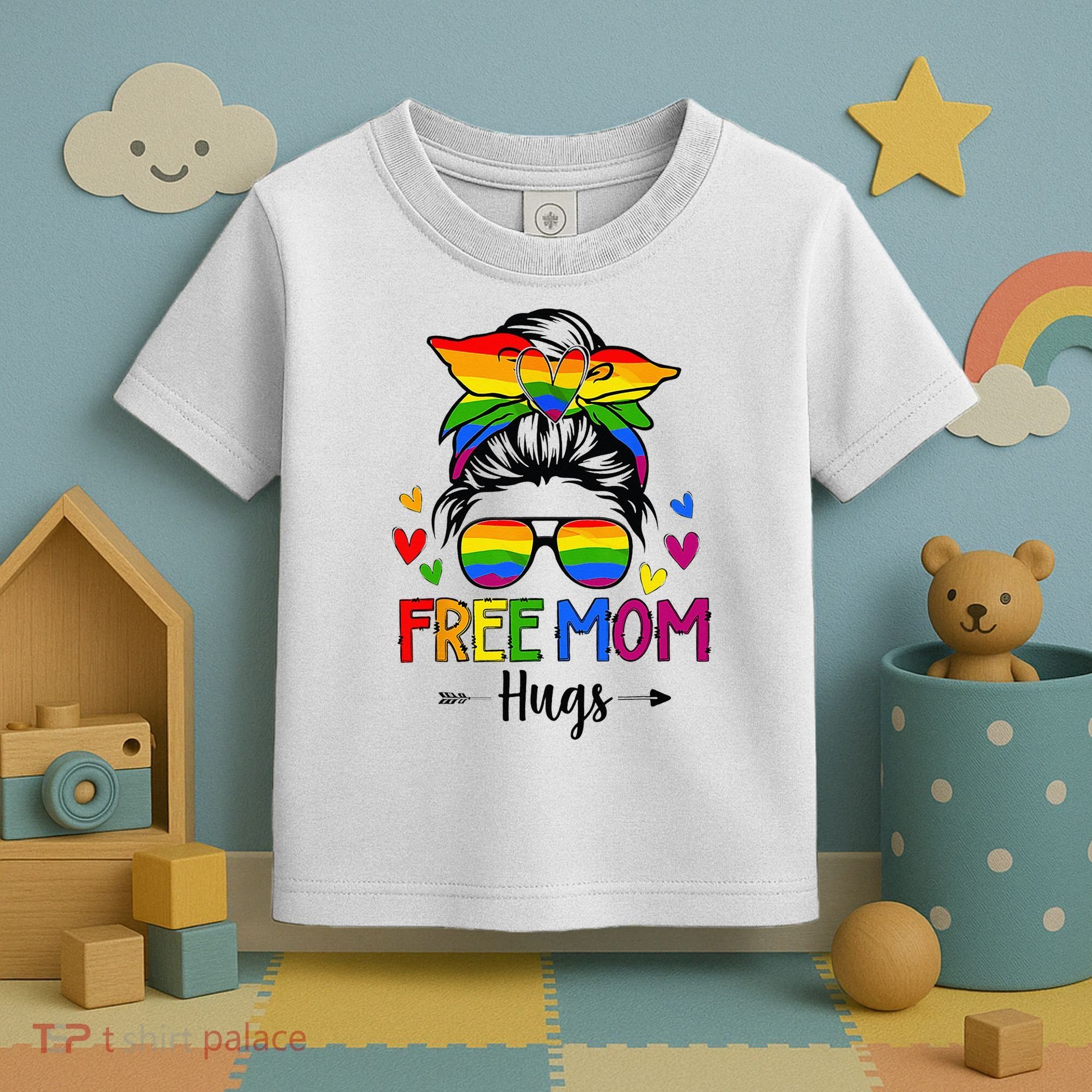 Free Mom Hugs Free Mom Hugs Inclusive Pride LGBTQ Toddler T-Shirt