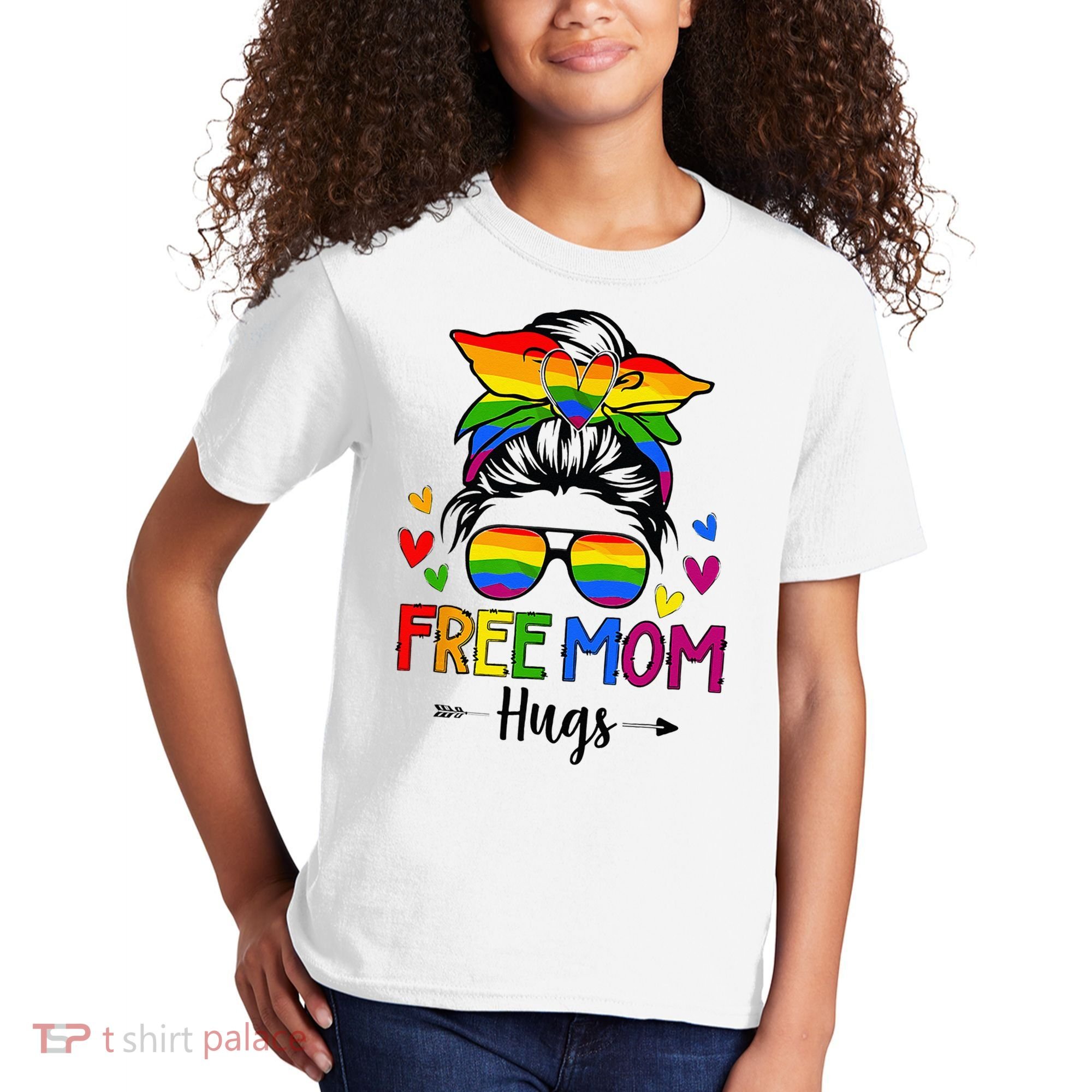 Free Mom Hugs Free Mom Hugs Inclusive Pride LGBTQ Kids T-Shirt