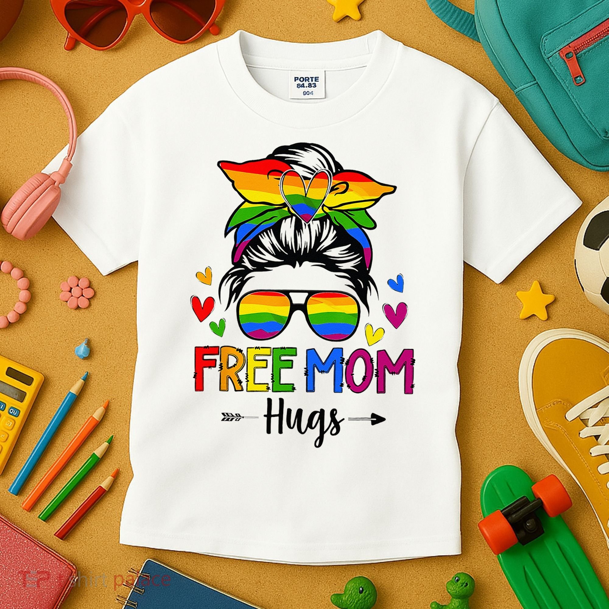 Free Mom Hugs Free Mom Hugs Inclusive Pride LGBTQ Kids T-Shirt