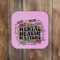Floral Mental Health Matters Canvas Tote Bag Psychology Coaster thumb 0