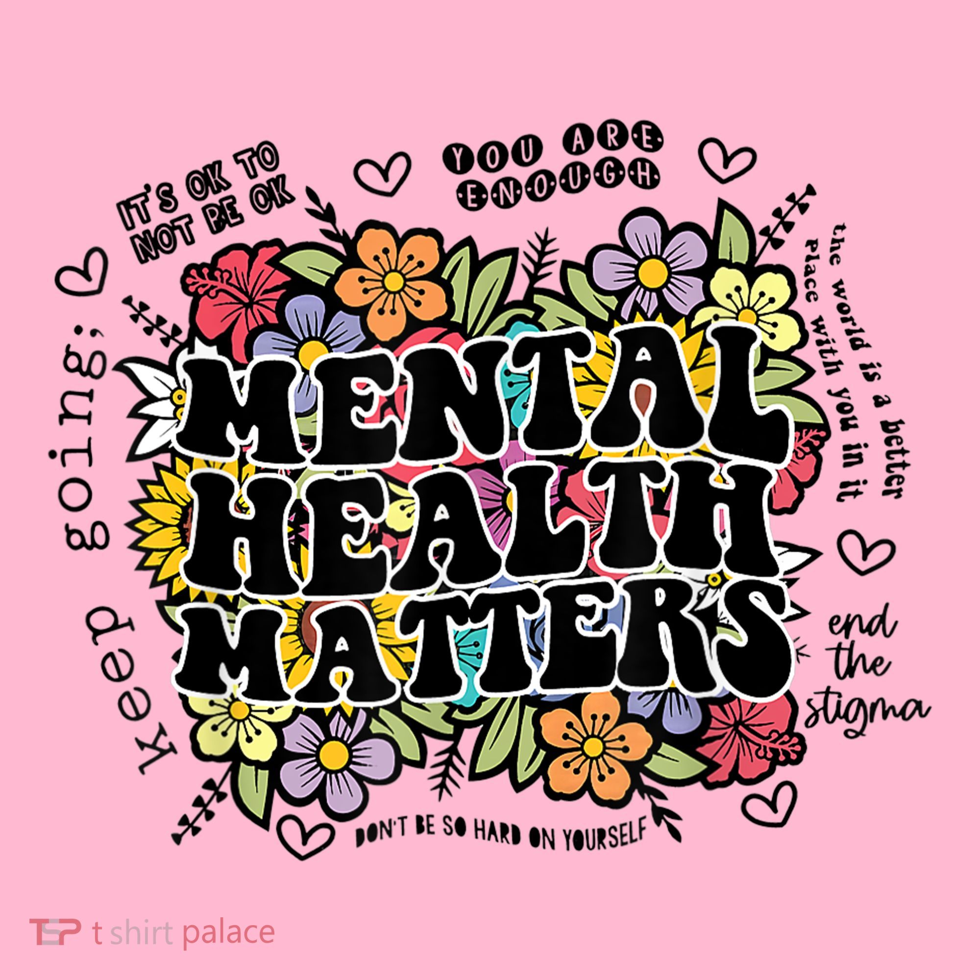Floral Mental Health Matters Canvas Tote Bag Psychology Coaster