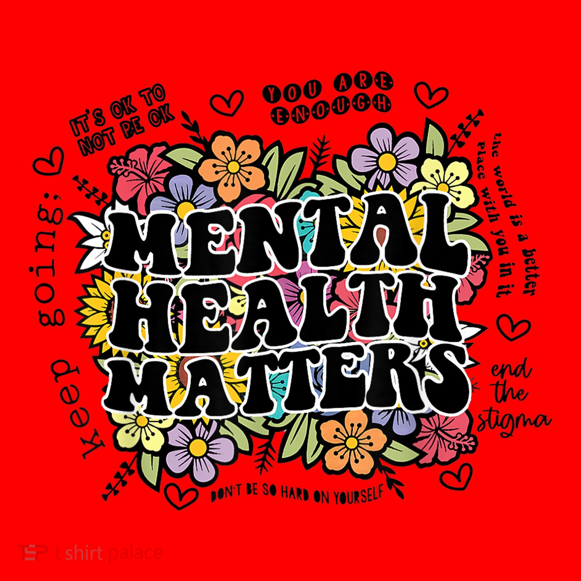 Floral Mental Health Matters Canvas Tote Bag Psychology Santa Hat