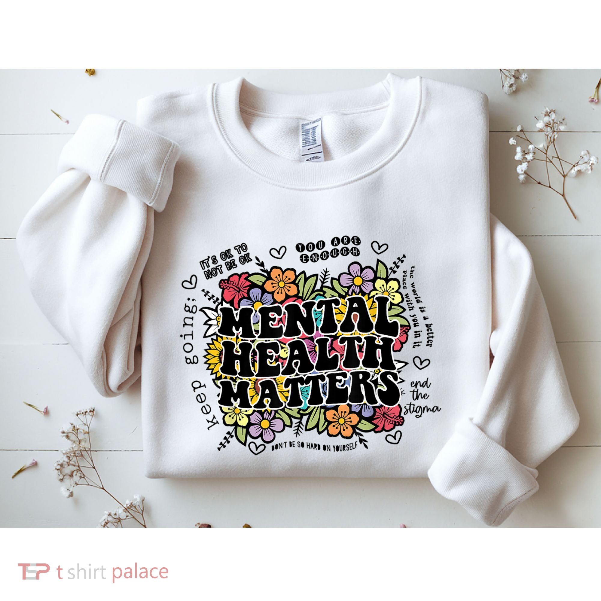 Floral Mental Health Matters Canvas Tote Bag Psychology Sweatshirt