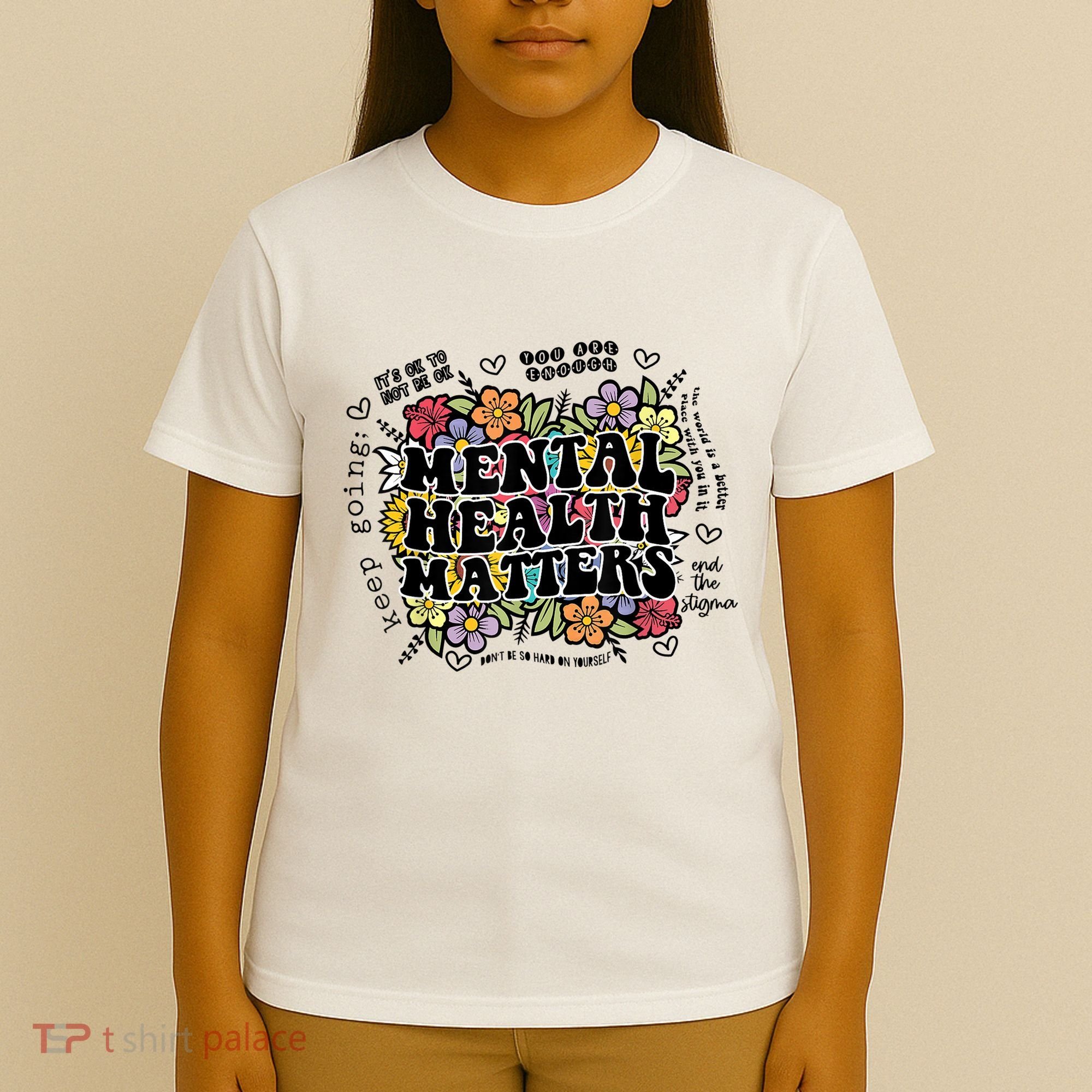 Floral Mental Health Matters Canvas Tote Bag Psychology T-Shirt
