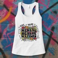 Floral Mental Health Matters Canvas Tote Bag Psychology Women's Tank Top thumb 3