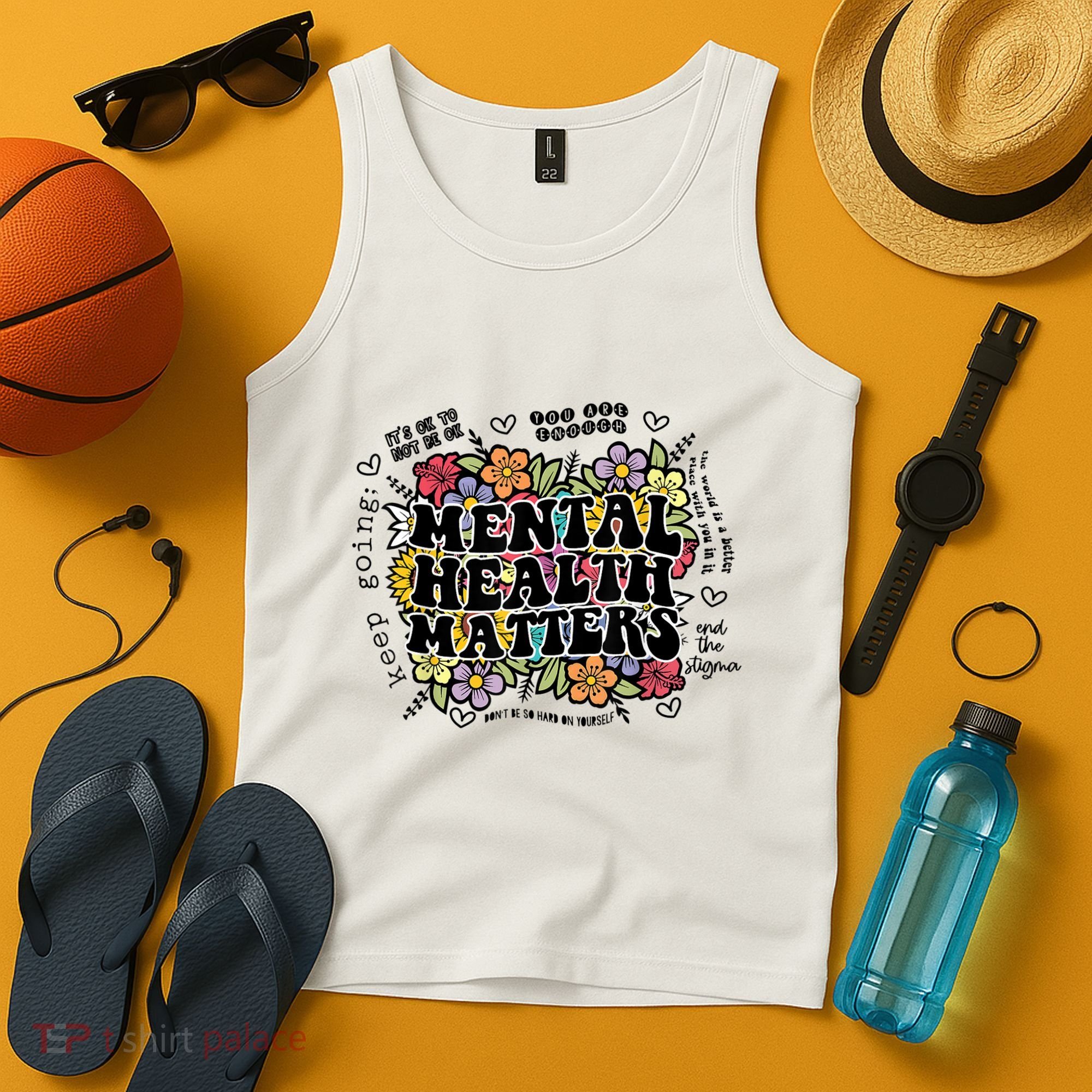 Floral Mental Health Matters Canvas Tote Bag Psychology Tank Top