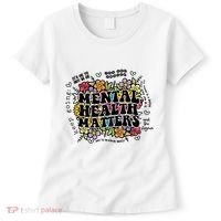 Floral Mental Health Matters Canvas Tote Bag Psychology Women's T-Shirt thumb 0