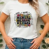 Floral Mental Health Matters Canvas Tote Bag Psychology Women's T-Shirt thumb 2
