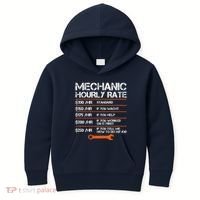 Funny Mechanic Hourly Rate Auto Repair Mechanic Labor Rates Kids Hoodie thumb 0