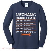 Funny Mechanic Hourly Rate Auto Repair Mechanic Labor Rates Kids Long Sleeve Shirt thumb 0