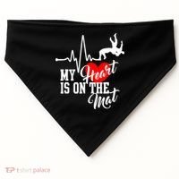 Funny My Heart Is Gift On The Mat Wrestling Mom Gift USA-Made Doggie Bandana thumb 0