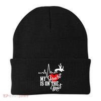 Funny My Heart Is Gift On The Mat Wrestling Mom Gift Beanie thumb 0