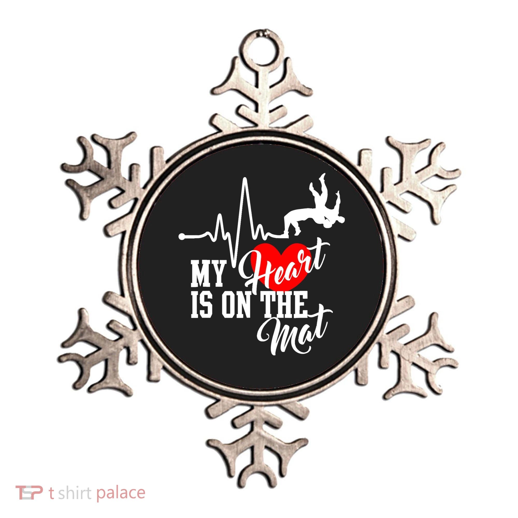 Funny My Heart Is Gift On The Mat Wrestling Mom Gift Ornament