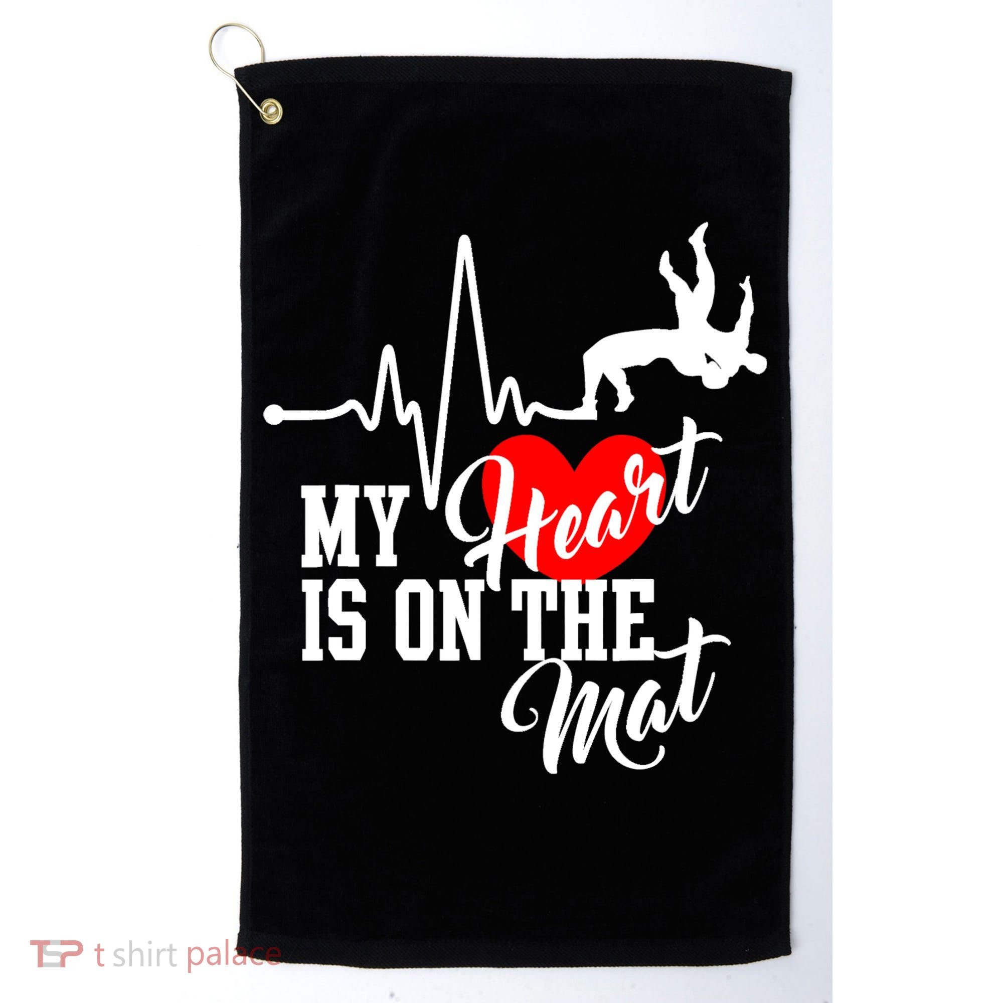 Funny My Heart Is Gift On The Mat Wrestling Mom Gift Golf Towel