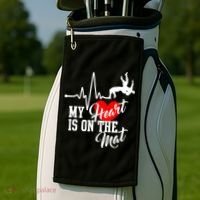 Funny My Heart Is Gift On The Mat Wrestling Mom Gift Golf Towel thumb 2