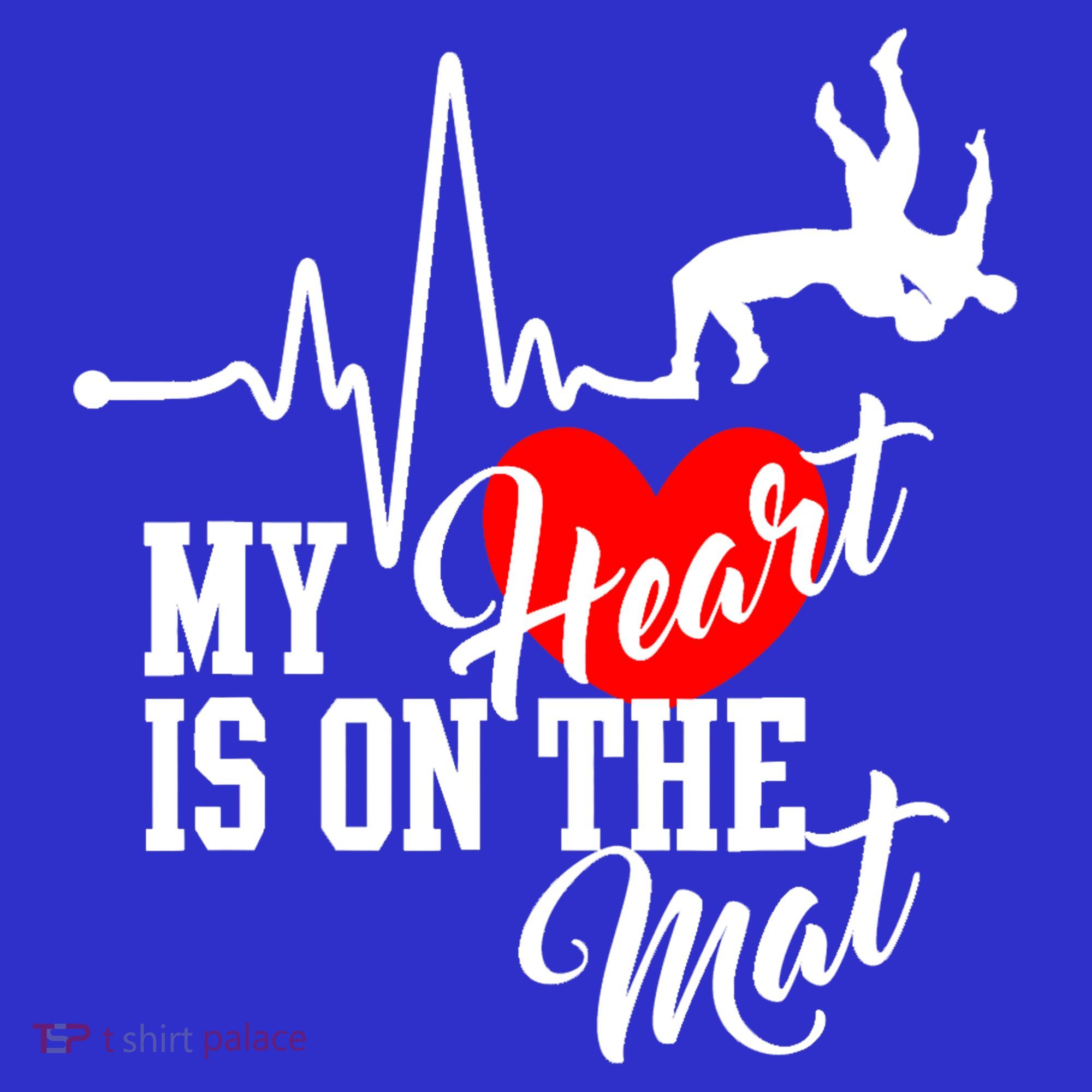 Funny My Heart Is Gift On The Mat Wrestling Mom Gift Long Sleeve Shirt