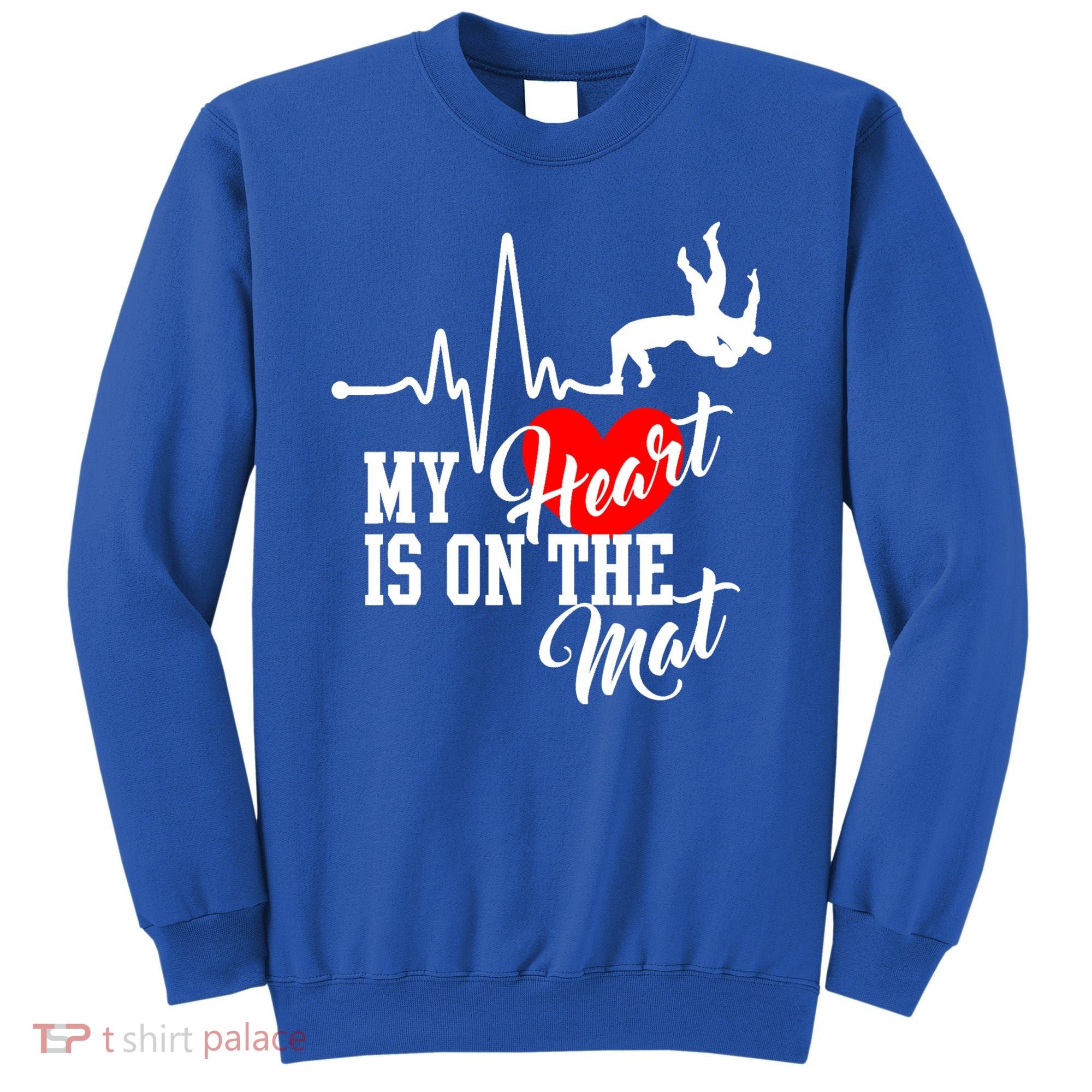 Funny My Heart Is Gift On The Mat Wrestling Mom Gift Sweatshirt