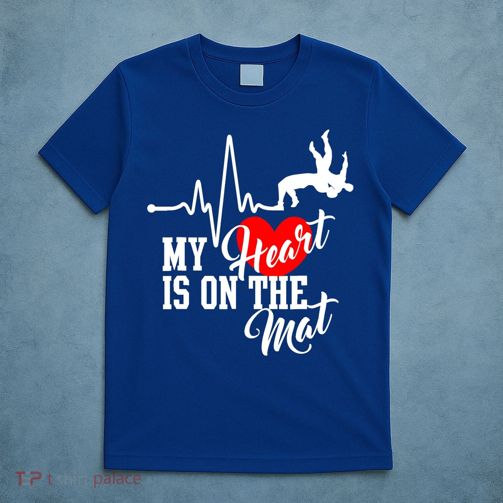 Funny My Heart Is Gift On The Mat Wrestling Mom Gift T-Shirt