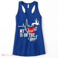 Funny My Heart Is Gift On The Mat Wrestling Mom Gift Women's Tank Top thumb 0