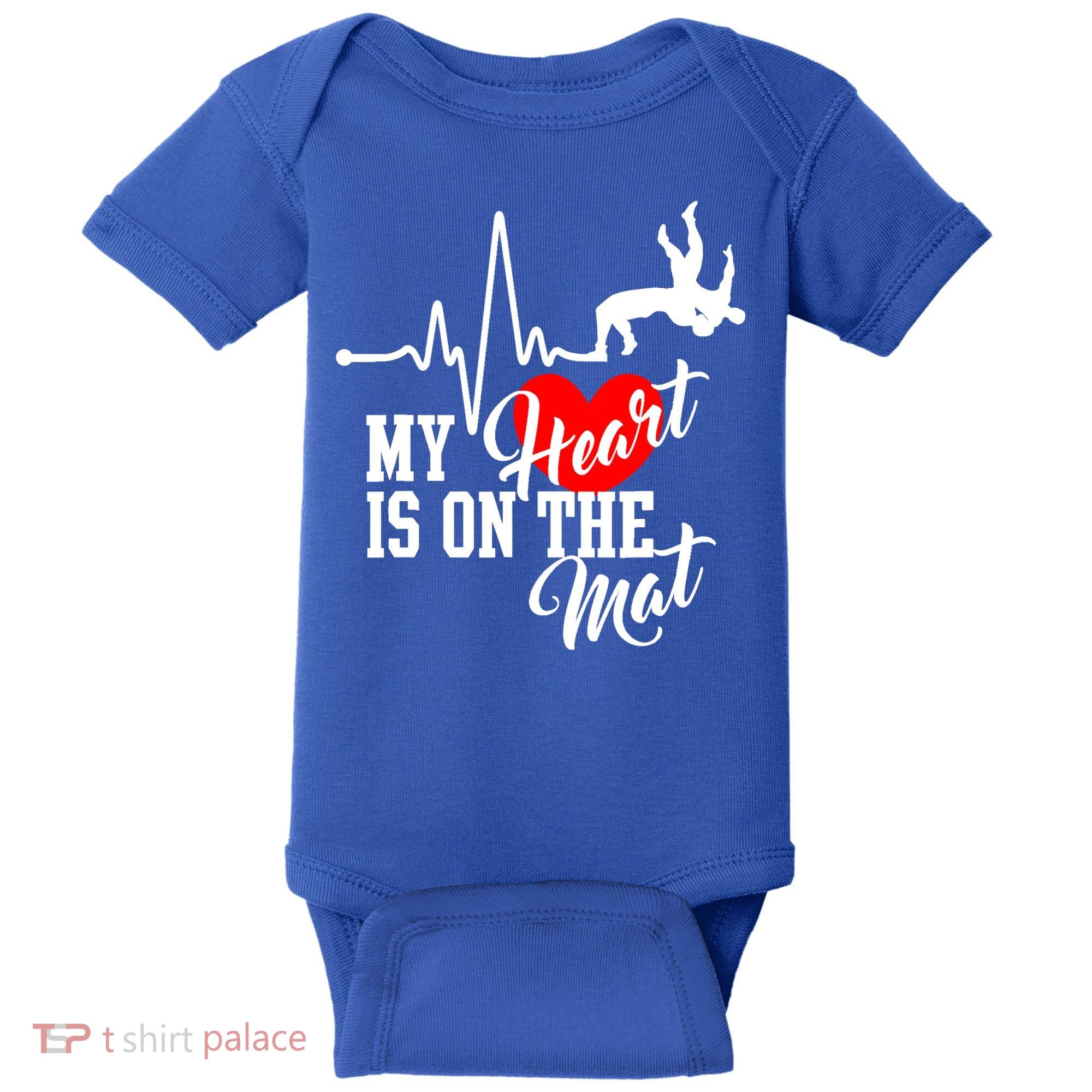 Funny My Heart Is Gift On The Mat Wrestling Mom Gift Baby Bodysuit
