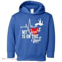 Funny My Heart Is Gift On The Mat Wrestling Mom Gift Toddler Hoodie thumb 0