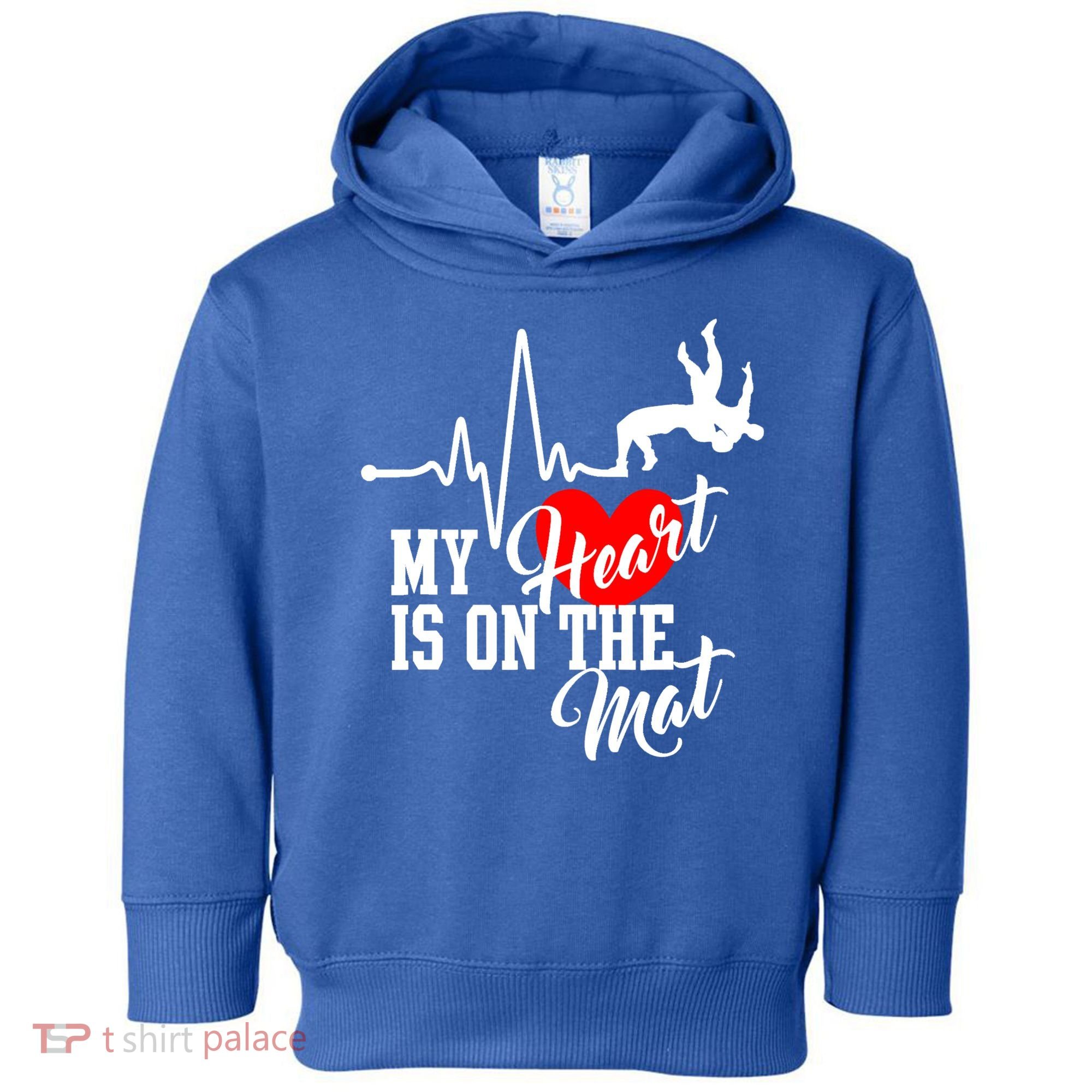 Funny My Heart Is Gift On The Mat Wrestling Mom Gift Toddler Hoodie