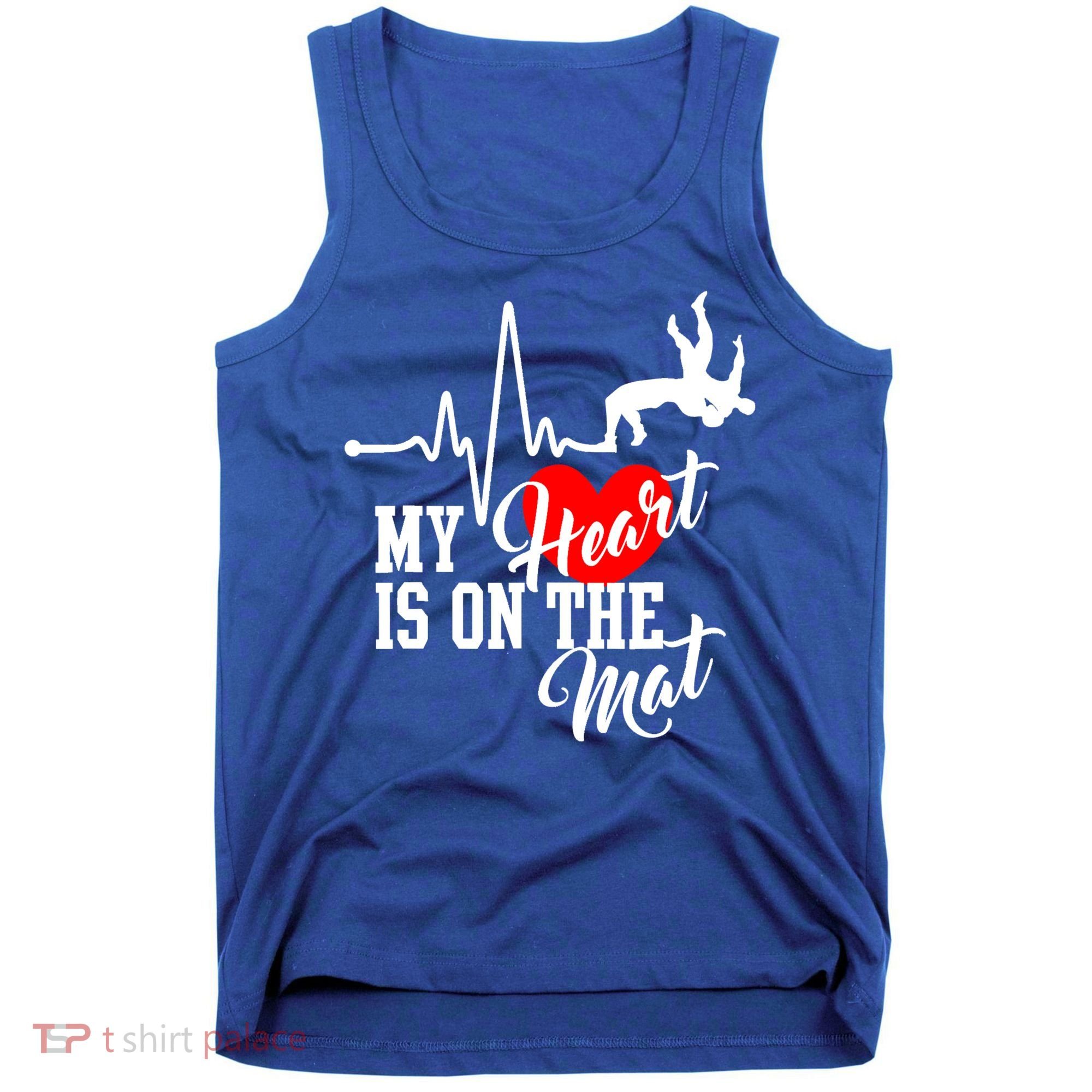 Funny My Heart Is Gift On The Mat Wrestling Mom Gift Tank Top