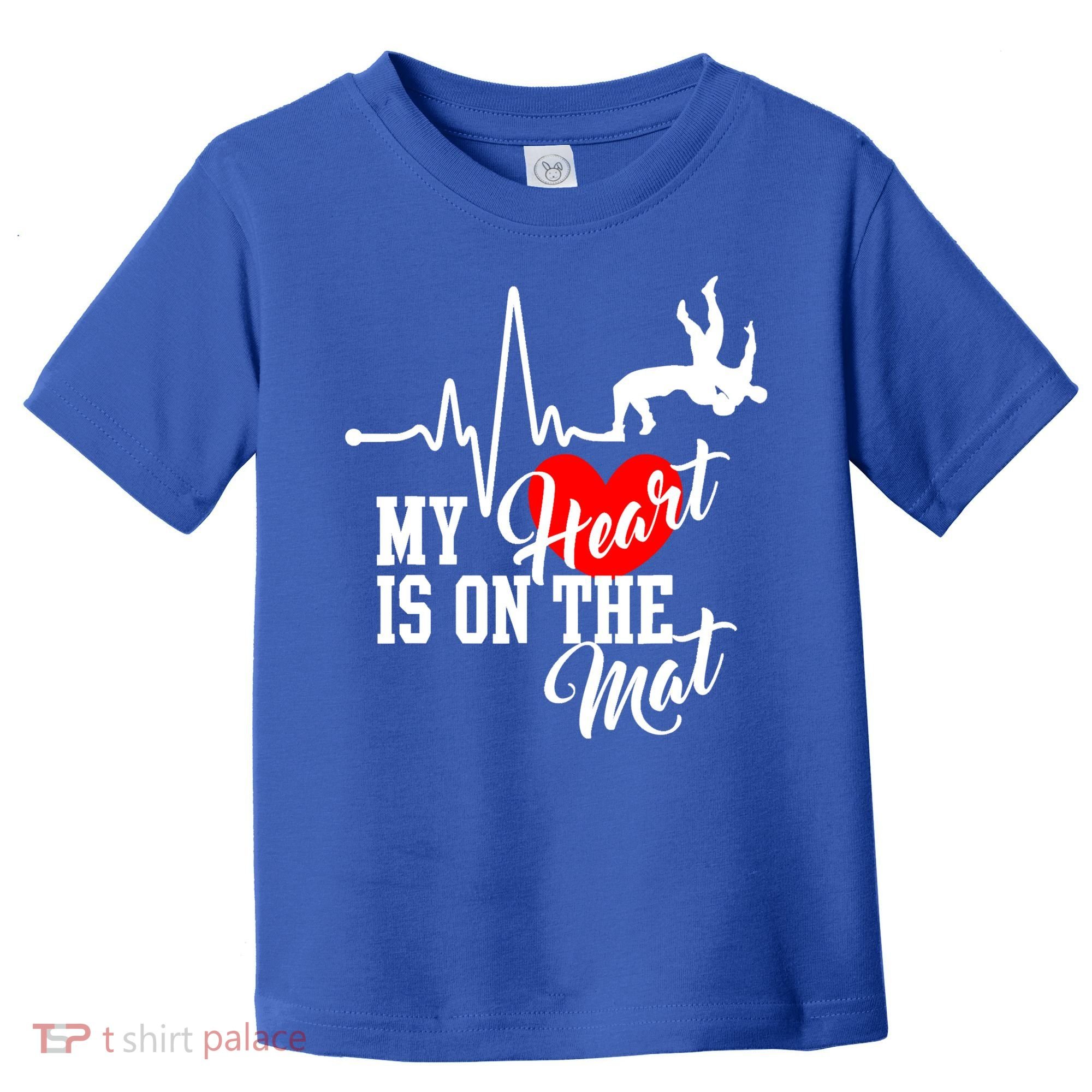 Funny My Heart Is Gift On The Mat Wrestling Mom Gift Toddler T-Shirt