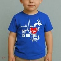 Funny My Heart Is Gift On The Mat Wrestling Mom Gift Toddler T-Shirt thumb 2