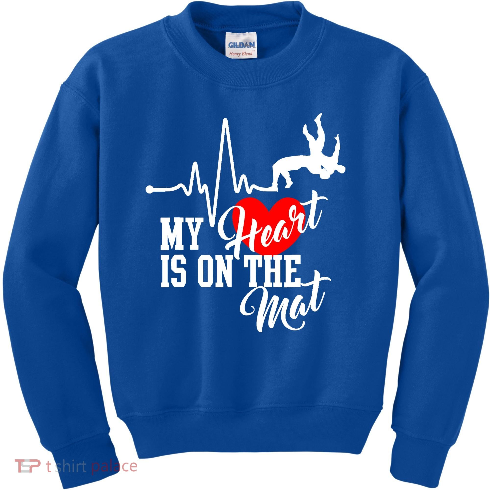 Funny My Heart Is Gift On The Mat Wrestling Mom Gift Kids Sweatshirt