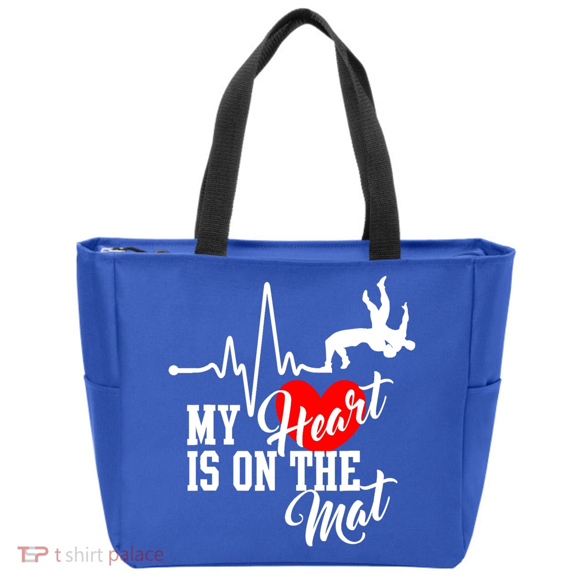 Funny My Heart Is Gift On The Mat Wrestling Mom Gift Tote Bag