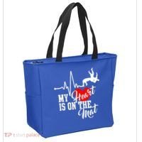 Funny My Heart Is Gift On The Mat Wrestling Mom Gift Tote Bag thumb 2
