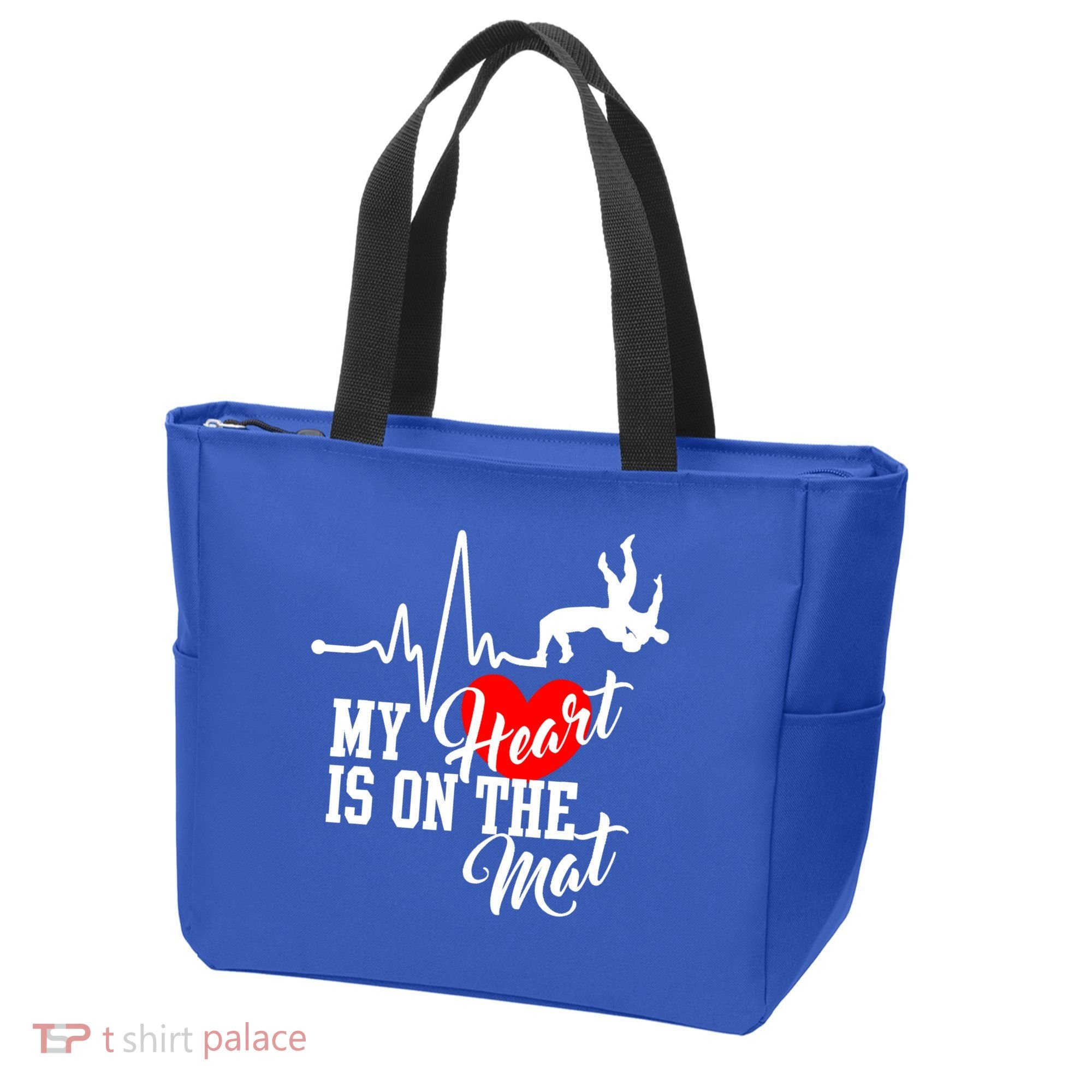 Funny My Heart Is Gift On The Mat Wrestling Mom Gift Tote Bag