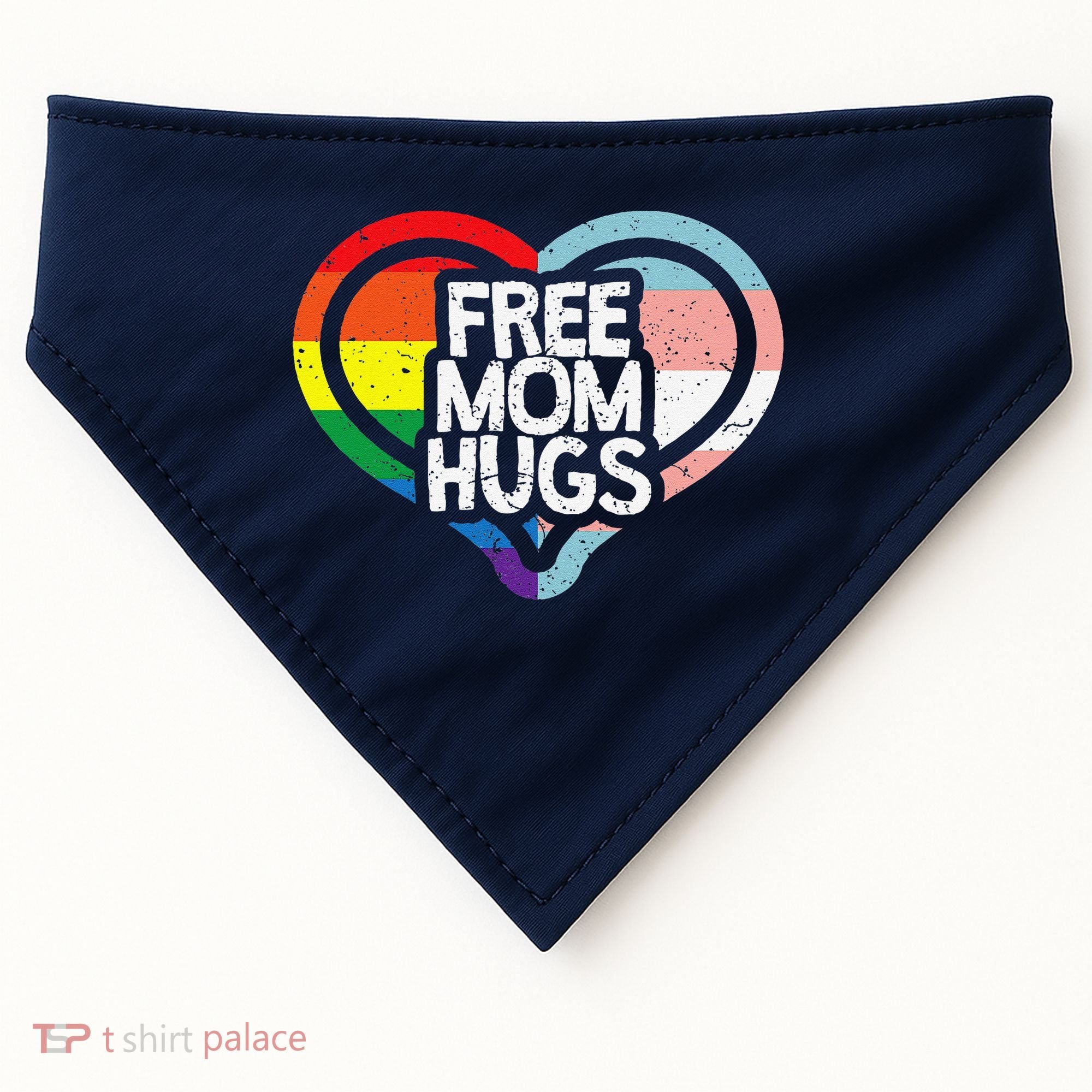 Free Mom Hugs Rainbow Pride USA-Made Doggie Bandana