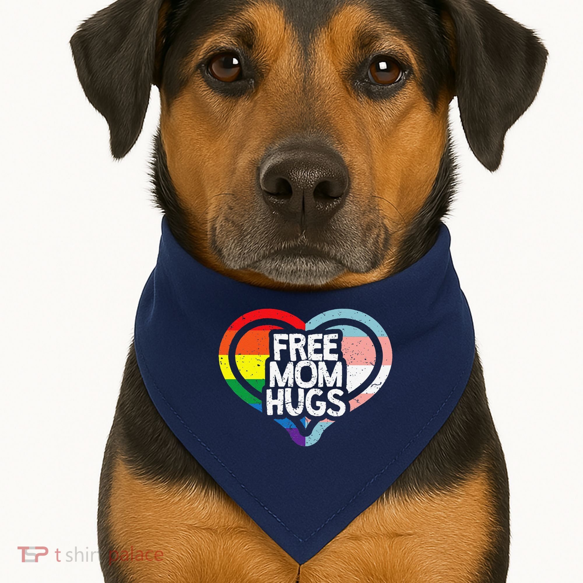 Free Mom Hugs Rainbow Pride USA-Made Doggie Bandana
