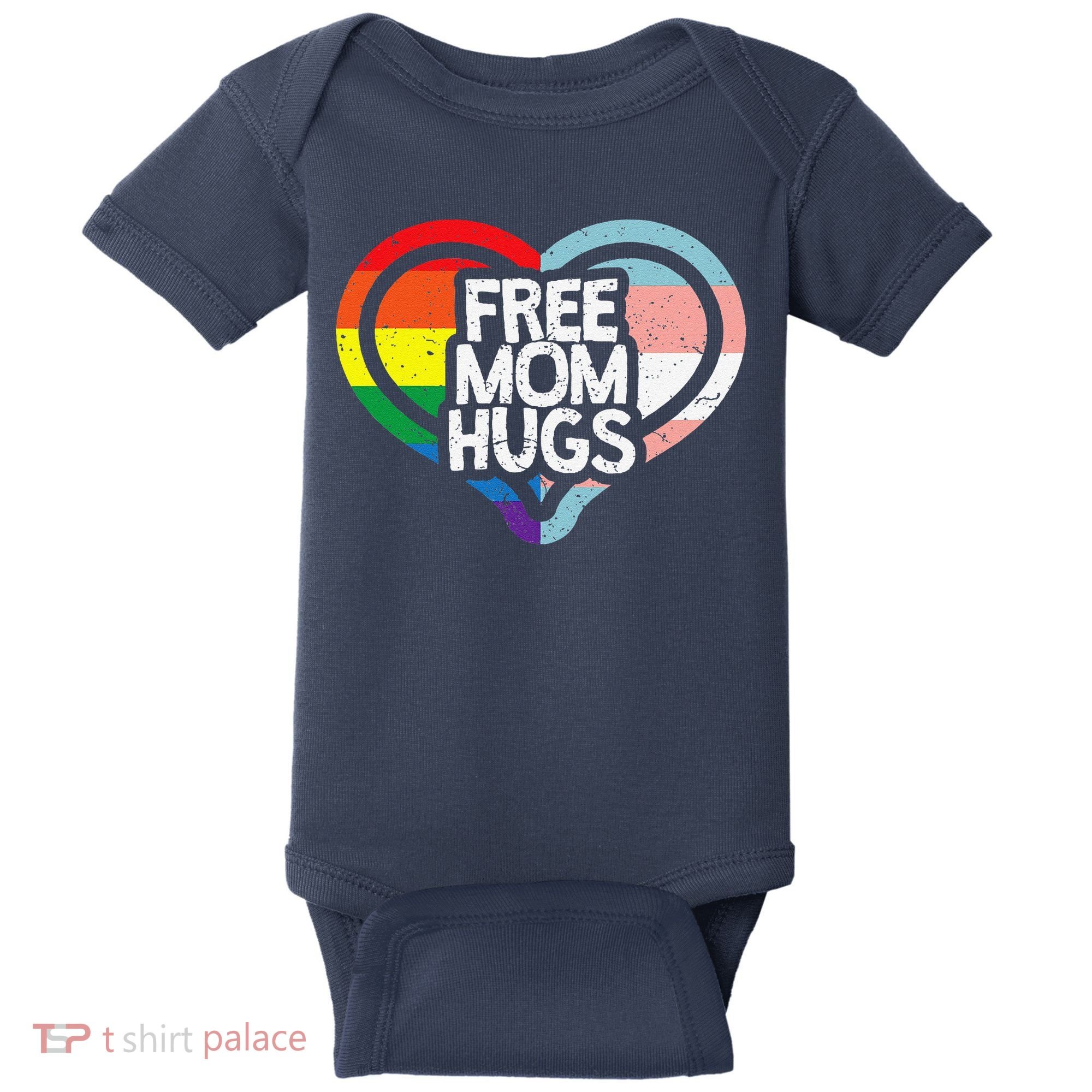 Free Mom Hugs Rainbow Pride Baby Bodysuit