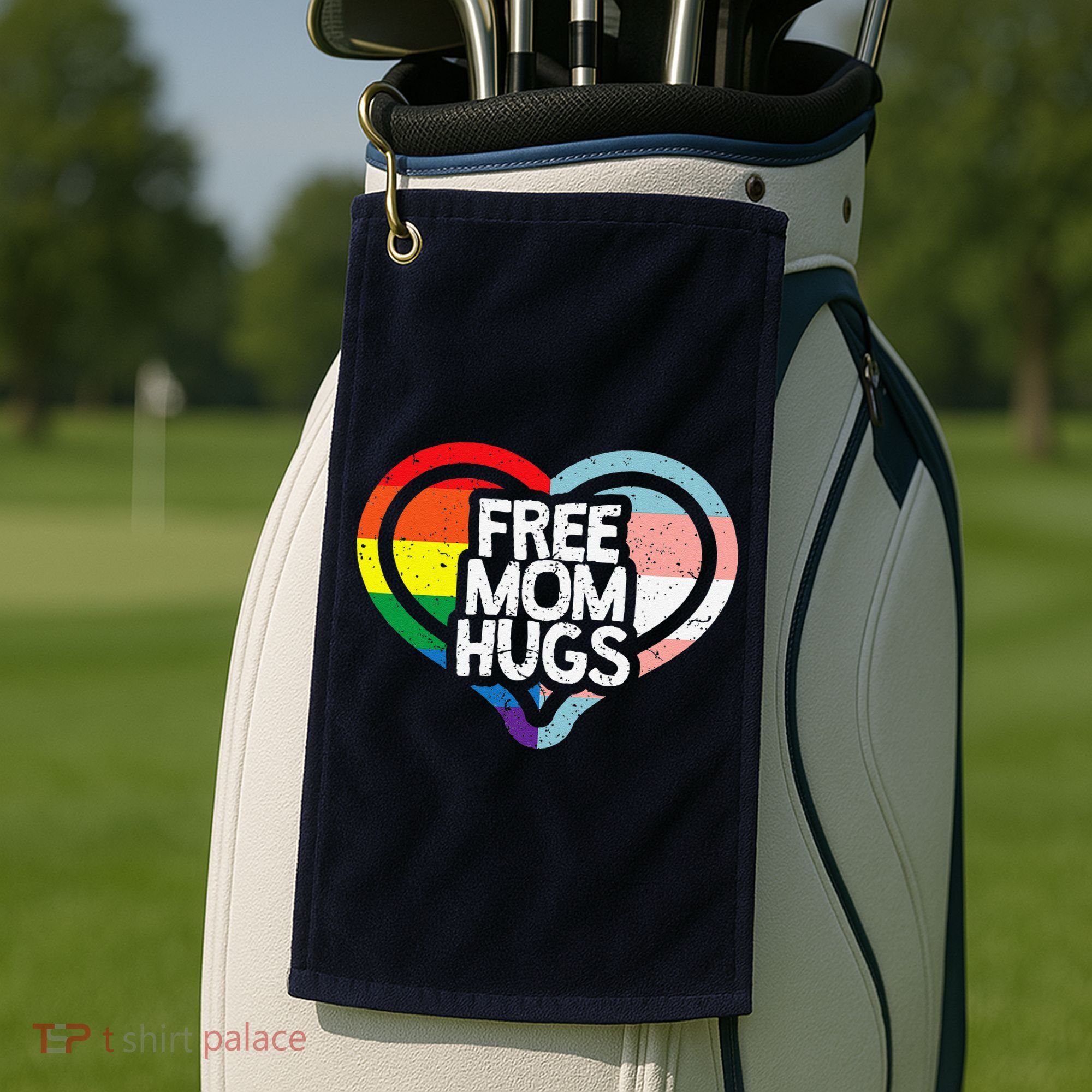 Free Mom Hugs Rainbow Pride Golf Towel