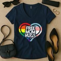 Free Mom Hugs Rainbow Pride Women's V-Neck T-Shirt thumb 2