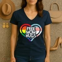 Free Mom Hugs Rainbow Pride Women's V-Neck T-Shirt thumb 3