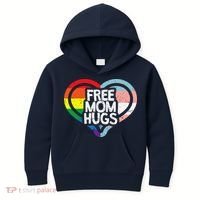 Free Mom Hugs Rainbow Pride Kids Hoodie thumb 0
