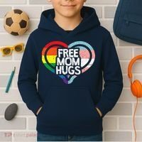 Free Mom Hugs Rainbow Pride Kids Hoodie thumb 2