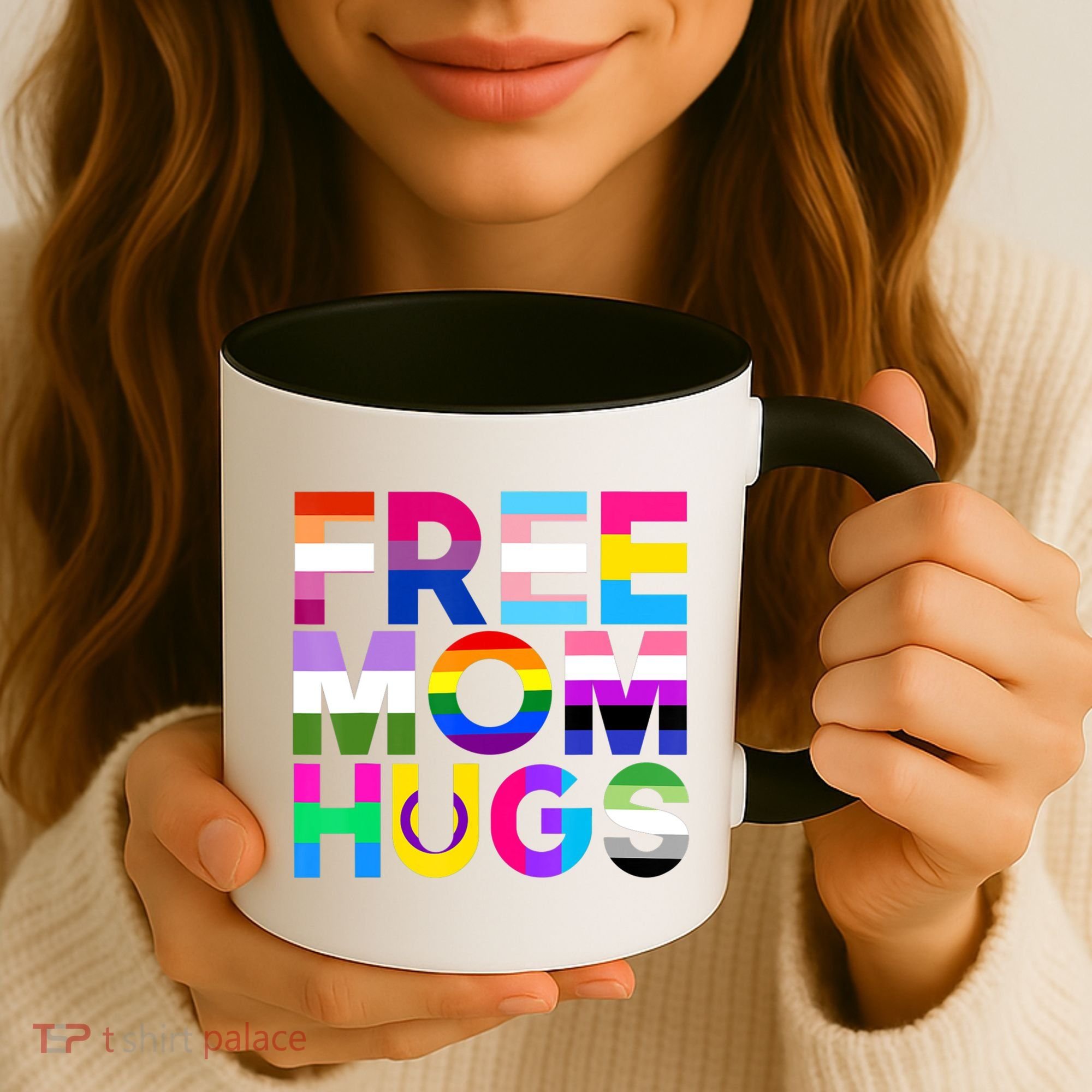 Free Mom Hugs Gift Rainbow Lgbtq Lgbt Pride Month Gift Coffee Mug