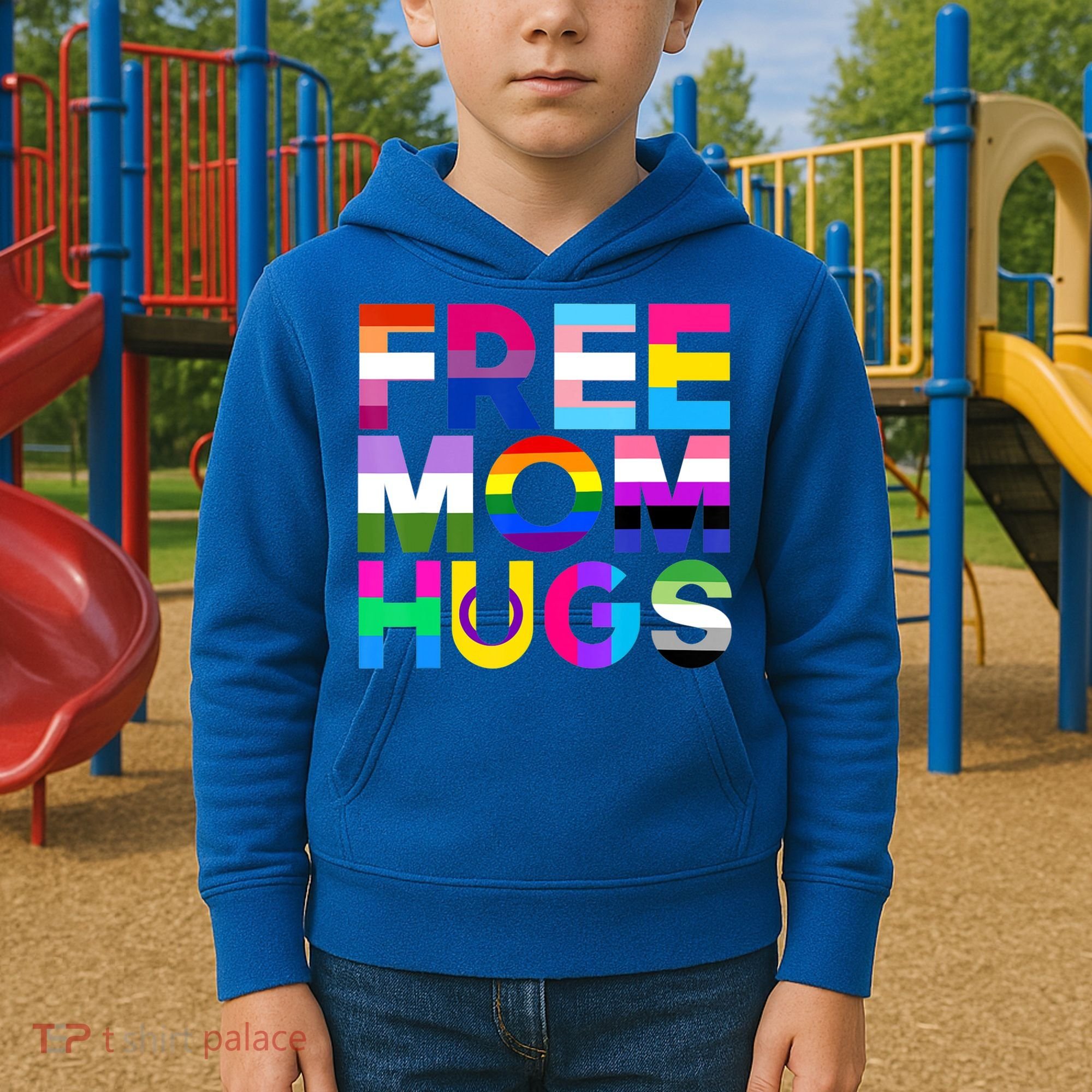 Free Mom Hugs Gift Rainbow Lgbtq Lgbt Pride Month Gift Kids Hoodie