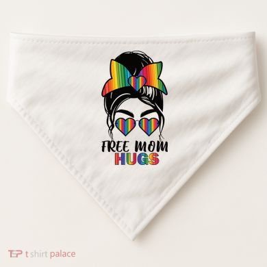 Free Mom Hugs Funny Gift USA-Made Doggie Bandana